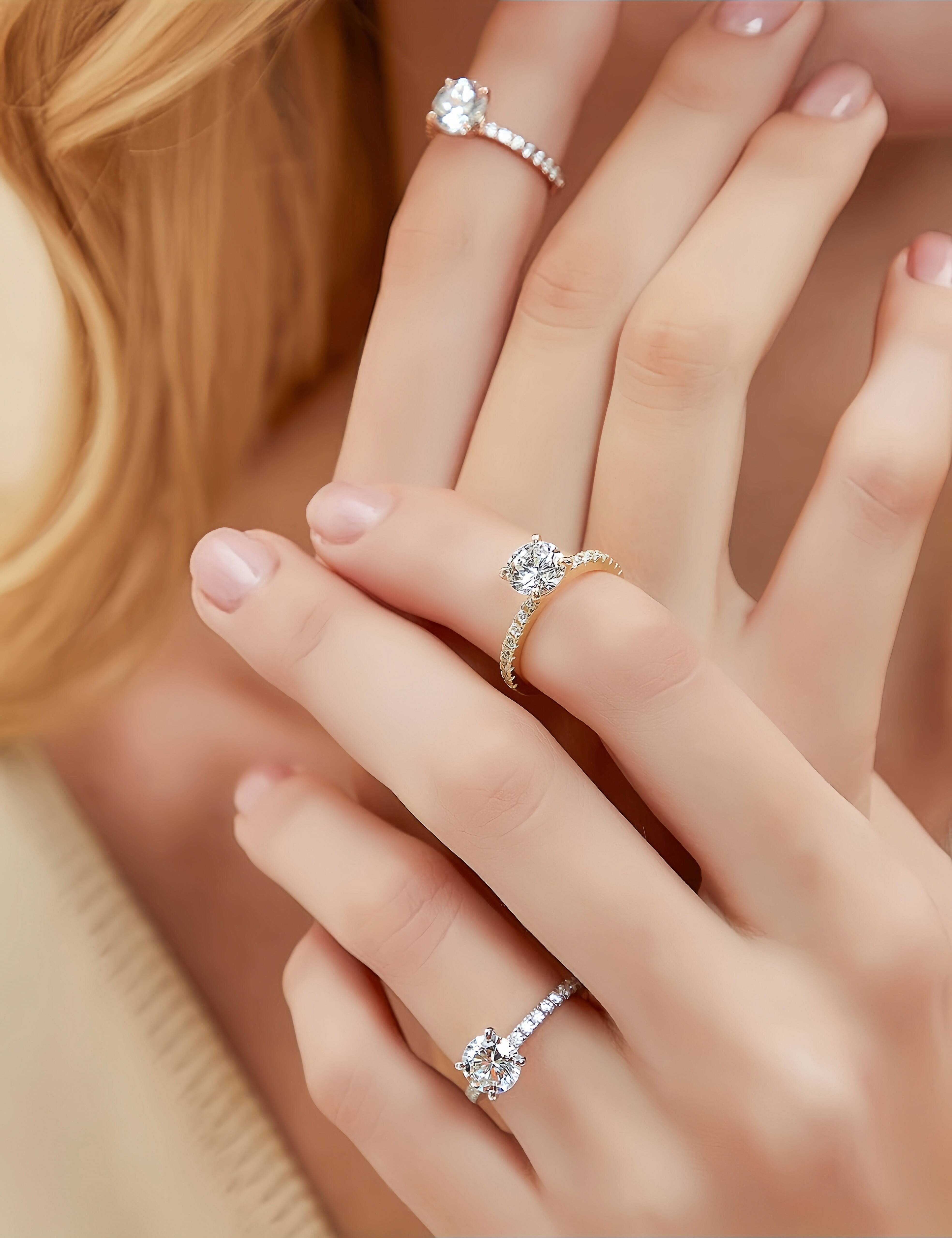 Certified 925 Sterling Silver Moissanite Rings for Engagement and Wedding-Stylish Jewelry