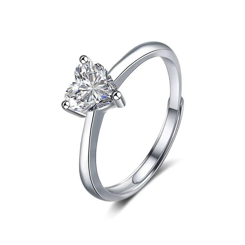 XJZ121 0.5/1ct 5mm Heart Cut Moissanite Ring for Women S925 Solid Silver Diamond Wedding Band Luxury Jewelry