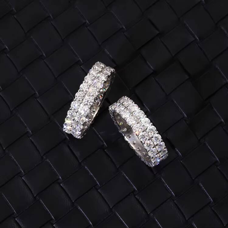 Ready to Ship Round Shape VVS Moissanite Diamond 925 Sterling Silver Gold Plated Iced Out Moissanite Ring for Hip Hop Life