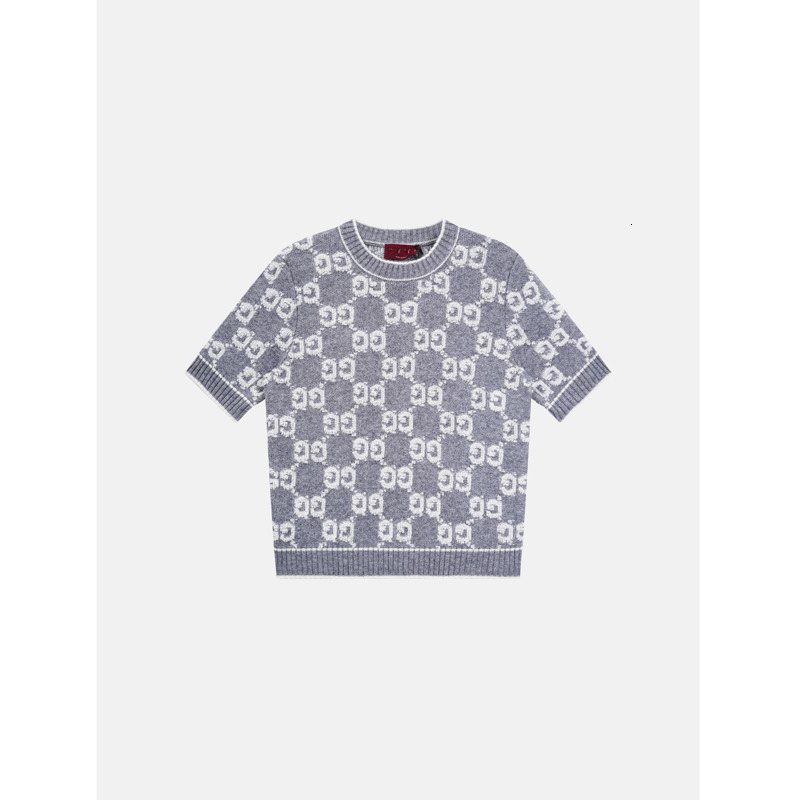 3D Letter Jacquard Pink Short Sleeve Top Spring and Summer Wool Fashion Round Neck Knitted Sweater for Women 250718