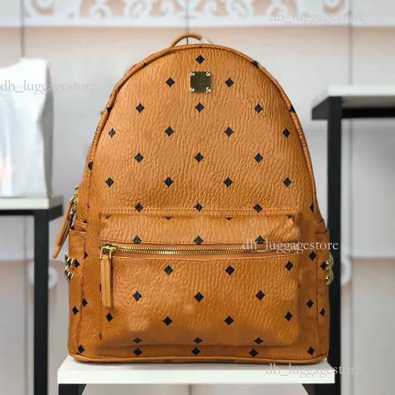 mcmpurses Bag Large Capacity Backpack Travel Waterproof Printed Mini Backpacks Unisex Letter Genuine Leather Sequins Zipper Soft Satchels Compartment Women 984