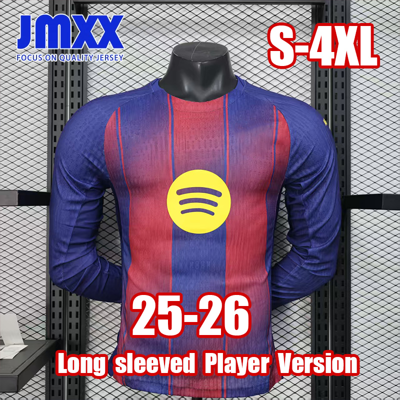 XXXL 4XL JMXX 25-26 Barcalonaes Soccer Jersey Long Sleeve Player Version Home Away Third Pre Match Mens Uniforms Man Jerseys Football Shirt 2025 2026