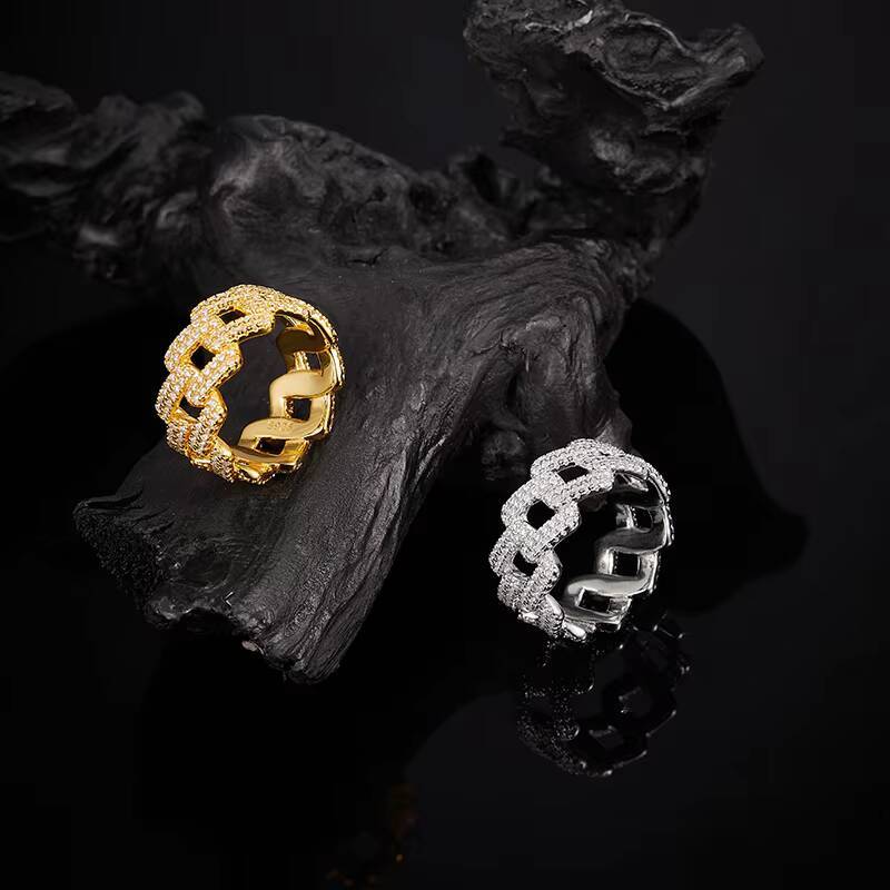 Hip Hop Iced Out Full Paved Moissanite Ring S925 Silver Plated 18K Gold Jewelry for Men and Women Certified Moissanite Ring