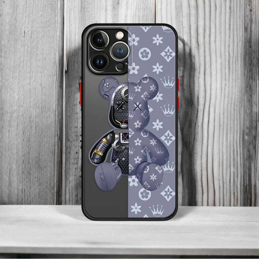 Fashionable Robot Bear Brand Phone Case for iPhone 15 11 13 14 Pro Max 16 Plus 12 Mini 7 8 XR XS 15Pro MAX 16e Cover Cases cell phone cases