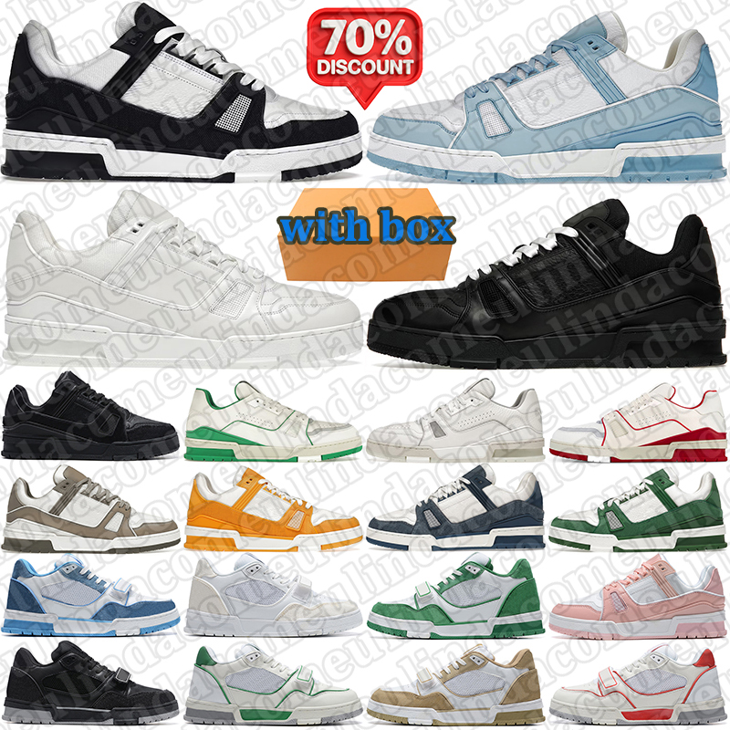 with box men women designer shoes stylish trainer mens comfortable sneakers footwear jogging walking casual outings black white Embossed Leather