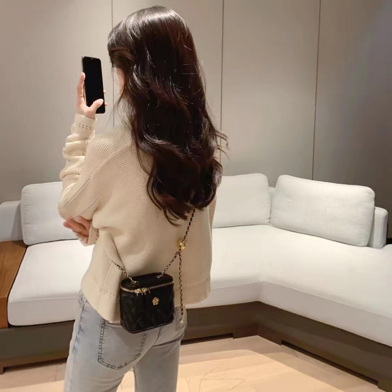 Quilted Chain Camellia Small Bag Women Mini Box Crossbody Bag 2023 Shoulder Bag 250721