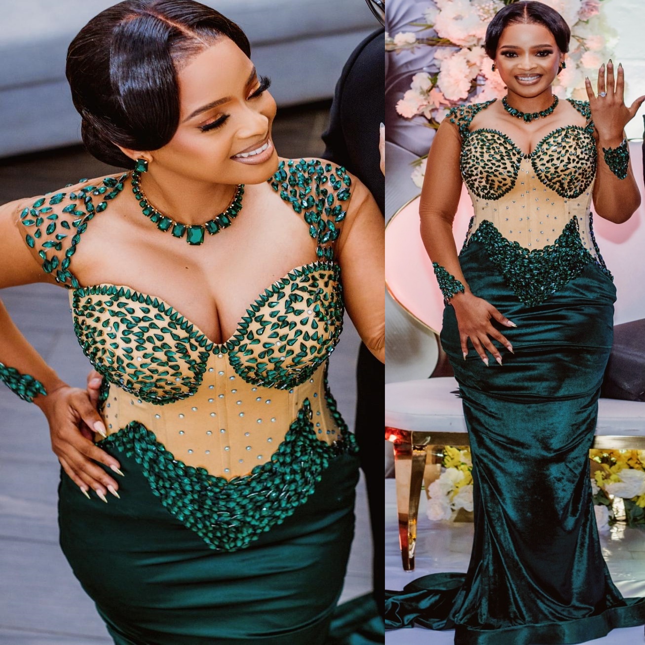Dark Green Mermaid Prom Dresses 2025 Crystals Velvet Illusion Evening Formal Party Second Birthday Engagement Gowns Plus Size Dress For Special Occasi
