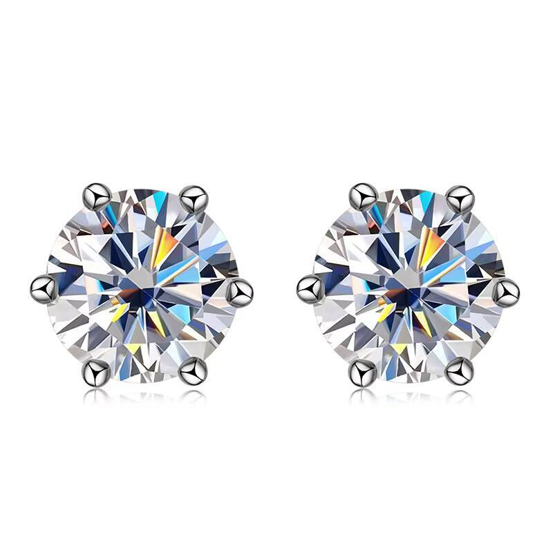New Products GRA Certification 925 Sterling Silver 6.5mm 1CT Moissanite Stud Earrings for Women Jewelry