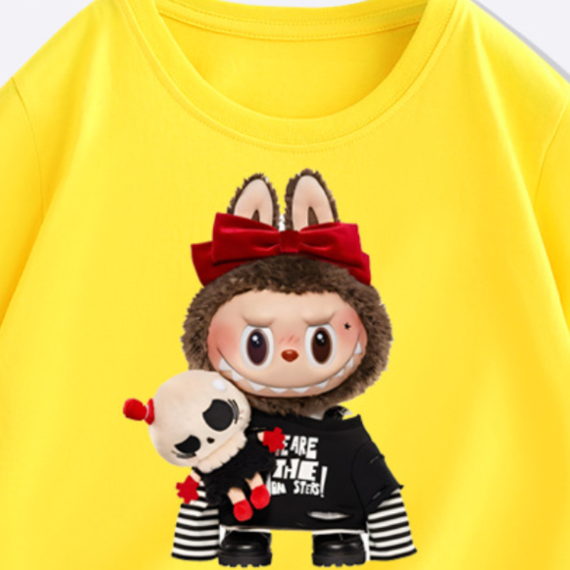 LABUBU boys and girls T-shirt children's designer clothing pattern printed design children's t-shirt summer top comfortable soft suitable fo