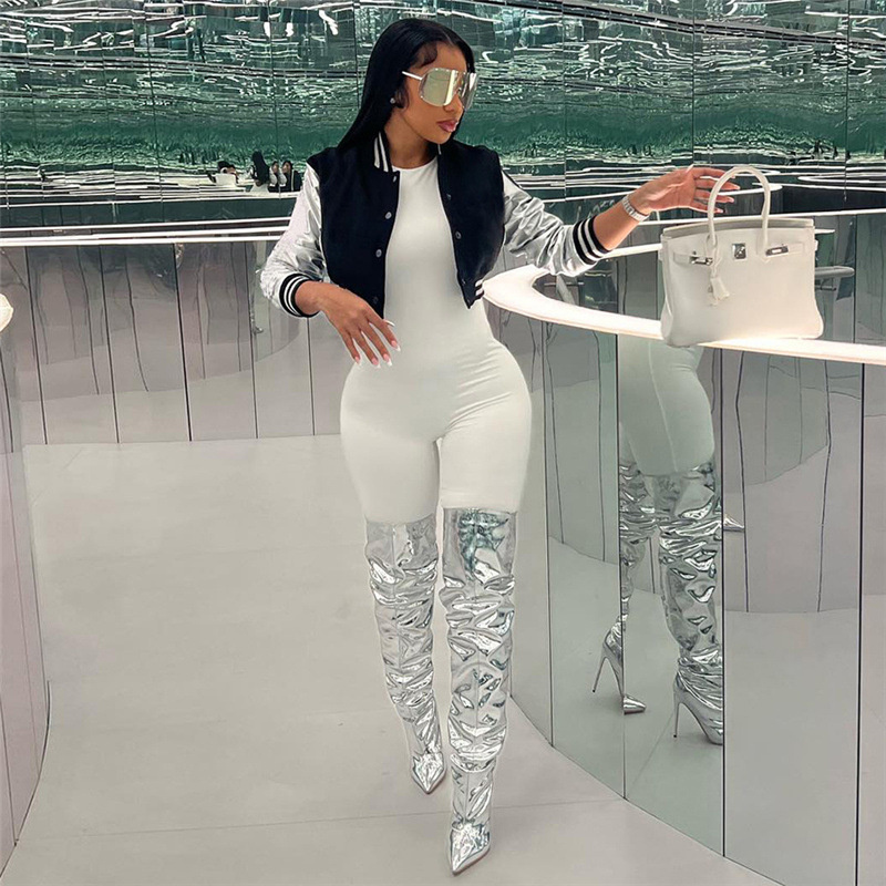 Free shipping designer coat for women Fashionable and minimalist letter printed cardigan with zipper and slim fit jacket