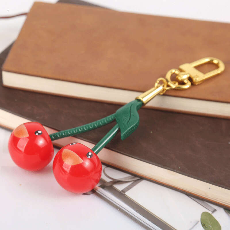 Smiley Face Shape Resin Fashion Exquisite Crystal Cherry Car Keychain Pendant Women's Ornament