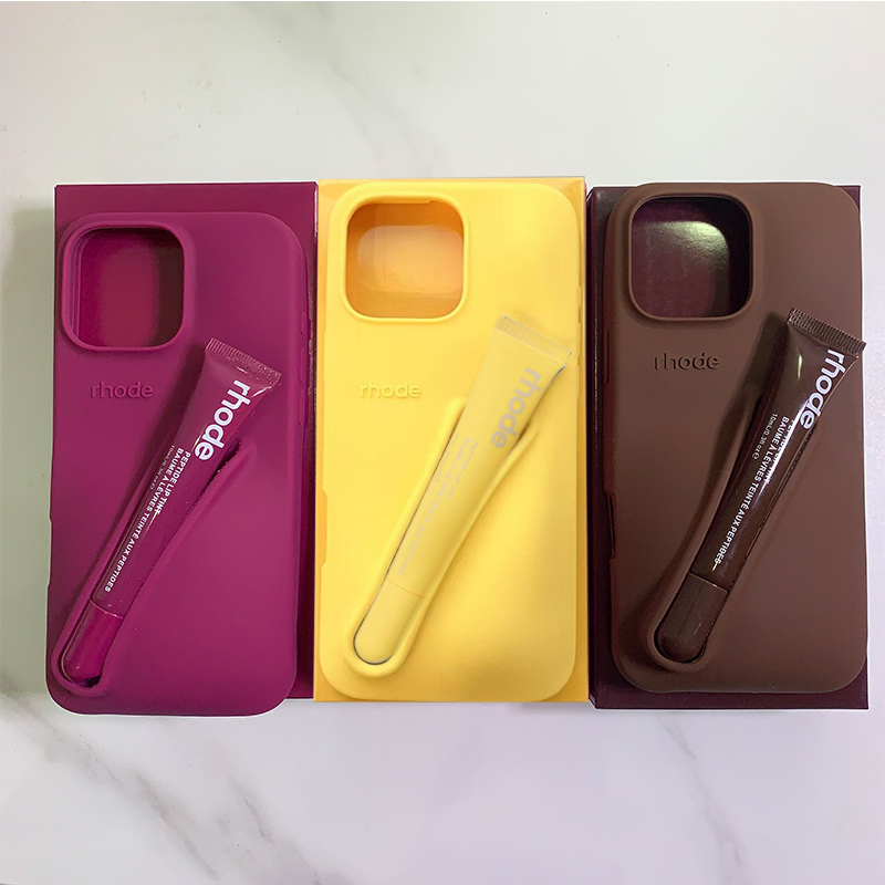 rhode phone case Lipstick Portable Case Design Lip Gloss Lipstick Lip Balm 3D Make-Up Silicone Phone Case for iPhone 17 16 15 14 13 12 11 Pro Max Holder Cover Silicone Soft