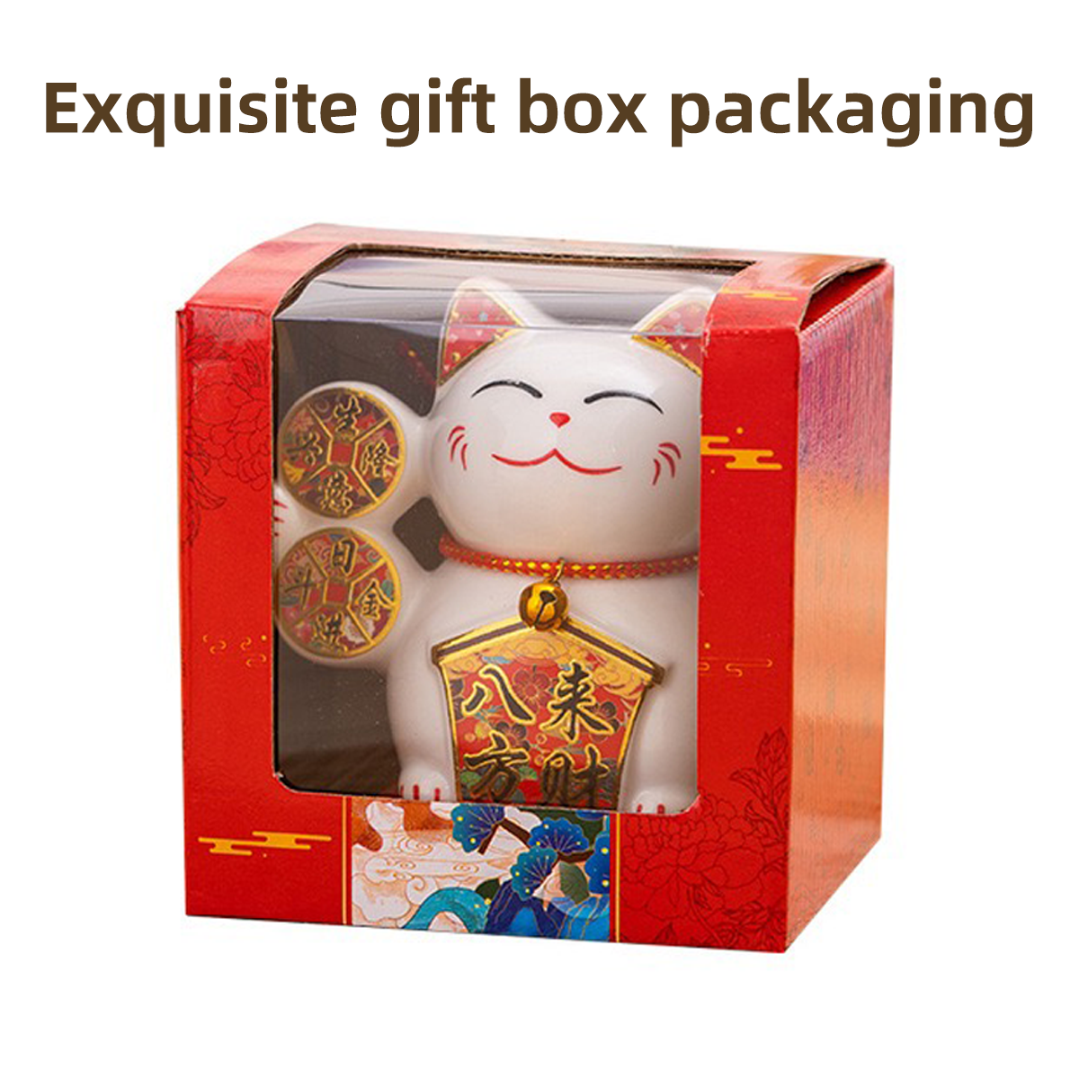 Solar-Energy Ceramic Cat Decoration with Motion Perfect for Car Dashboard and Interior Design Electric shaking hand