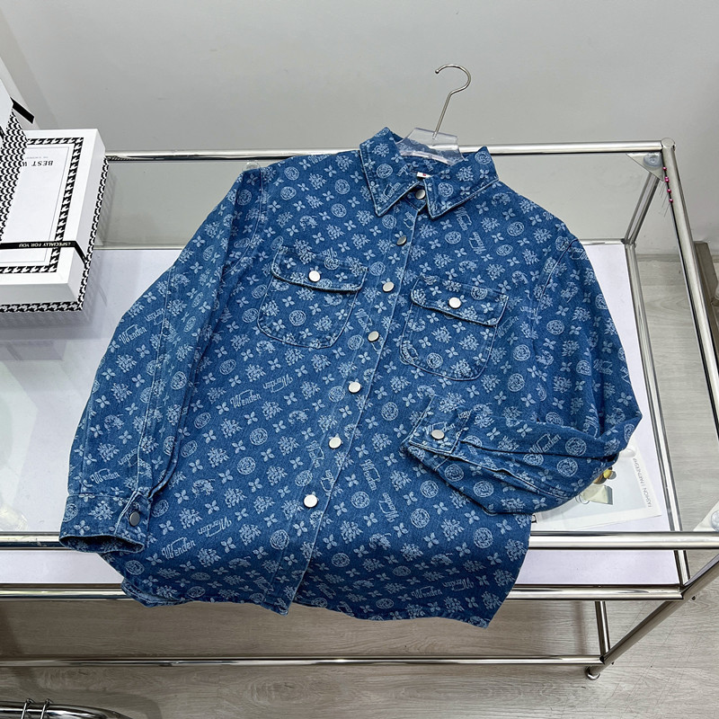 Spring and Autumn Loose Full Print Jacquard Denim Jacket for Women Casual Versatile Top 250718
