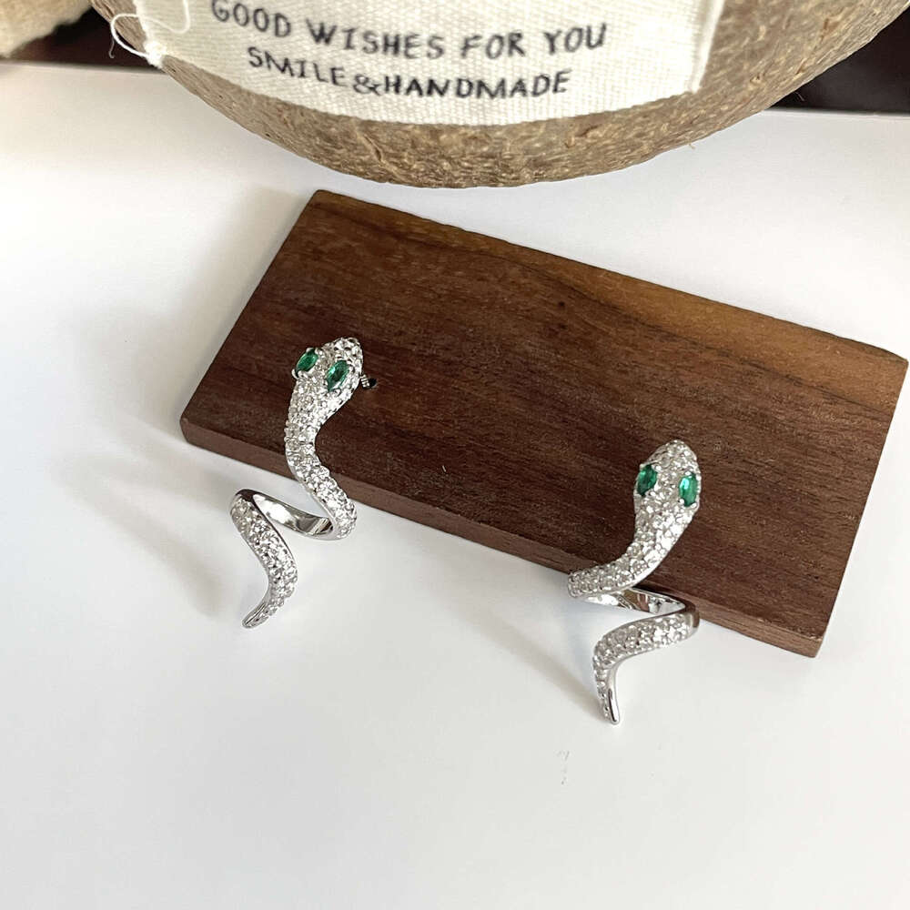Tiqi S Pure Sier Personality Minimalist Snake-shaped Earrings for Women Elegant Light Inlaid with Zircon Zodiac Snake Ear Jewelry