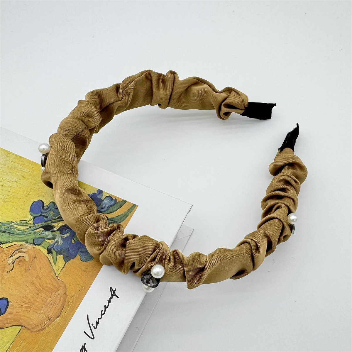 New twisted around pleated hair bands pearl rhinestone embellishment light luxury temperament hair accessories out versatile simple fashion headdress