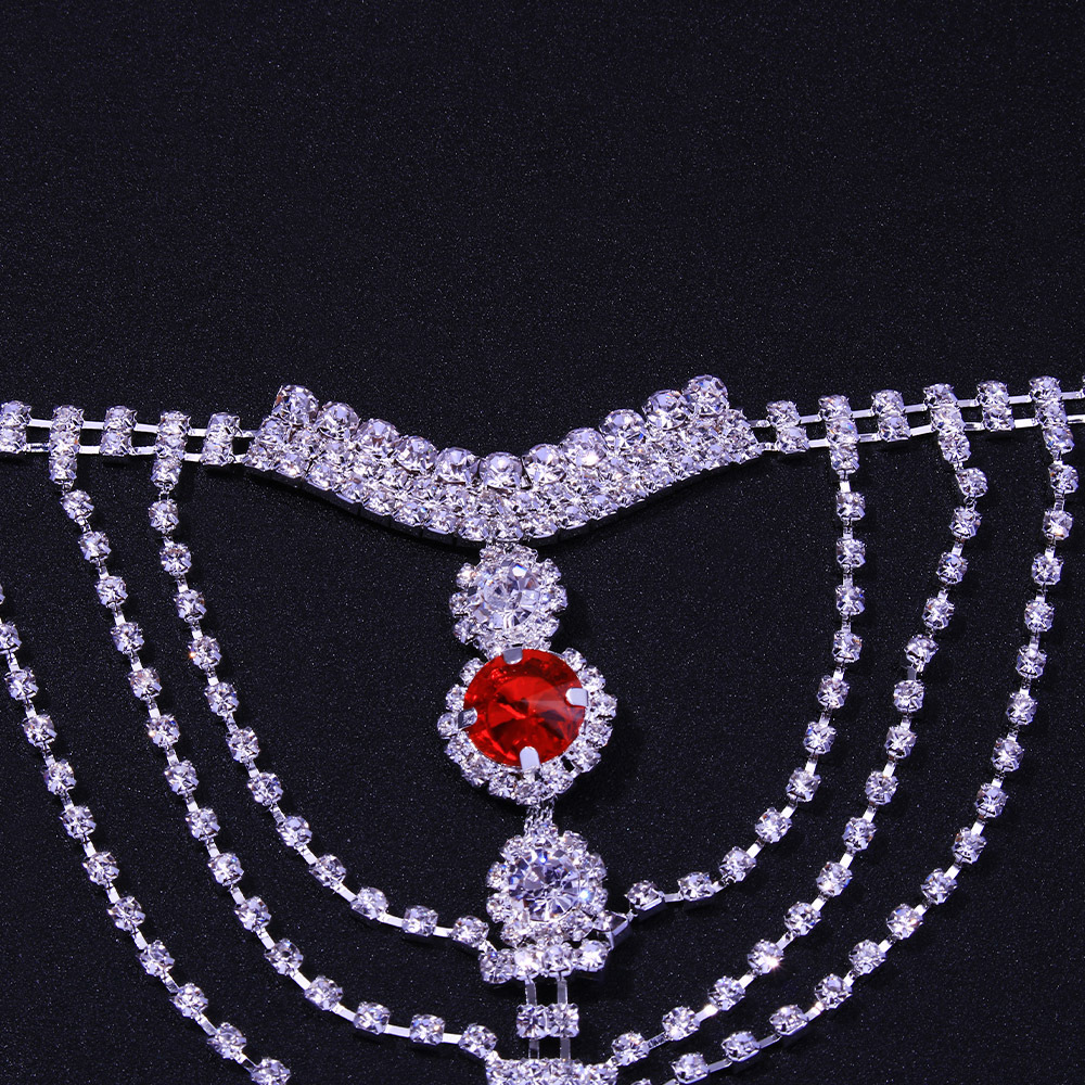Jewelry Round Red Bikini Body Chain Sexy Club VVS Moissanite Iced out Panty Chain Bling Bling