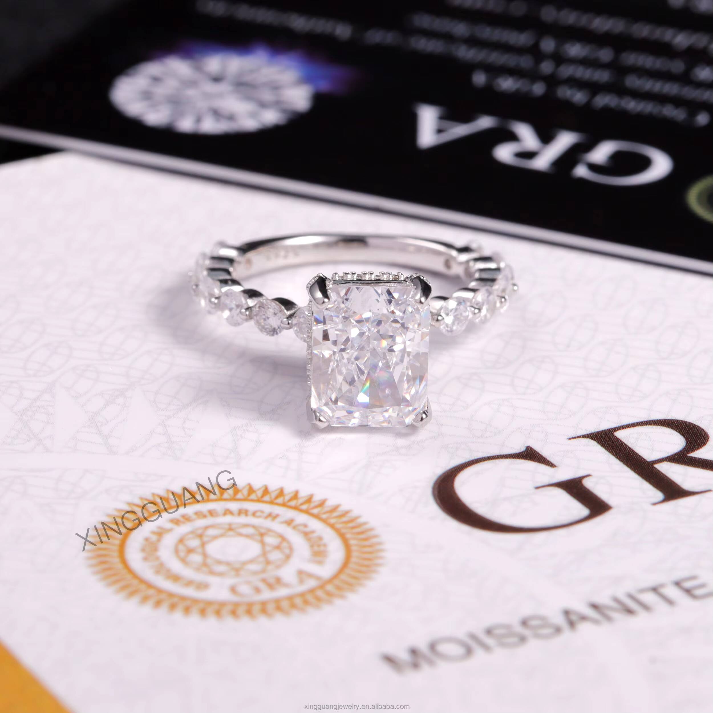 XG 4CT Radiant Diamond Rings for Women VVS Moissanite Lab Grown Diamond Rings Custom Rings Silver 10 14 18 k Gold Fine Jewelry
