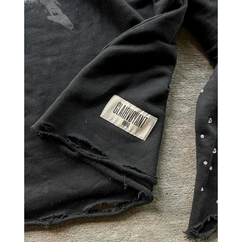 Street letter embroidery printed diamond long-sleeved high-quality O-neck T-shirt women Y2K grunge clothes trendy sports top 250714