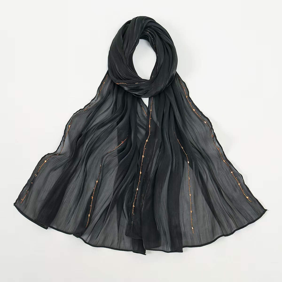 T1272 New Sea Island Silk Hot Diamond Chiffon All-match Long Scarf Malaysia Indonesian Bright Silk Fashion Head Scarf