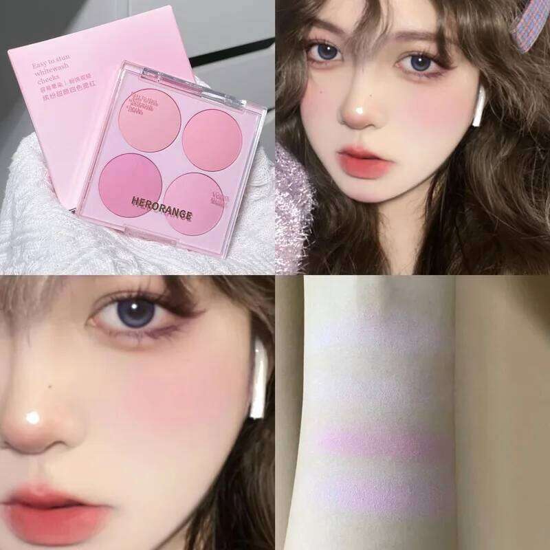HERORANGE Blush Powder Four-Color Matte Nude Natural Color Low Saturation Delicate Easy To Apply Highlights Korean Makeup X250721