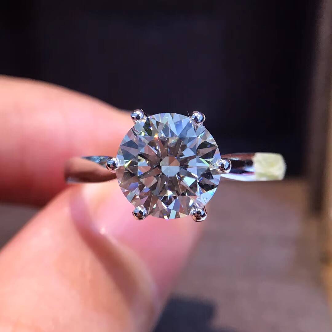 Factory Good Price Moissanite Gemstone 925 Sterling 3ct Silver Round Shape Diamond Eternity Rings White Jewelry Women