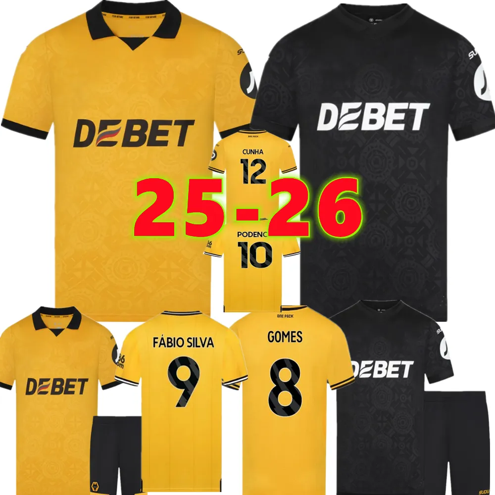 25 26 Wolves Soccer Jerseys 70THCUNHA HEE CHAN GOMES MATHEUS DOHERTY PODENCE AIT NOURI J.LARSEN STERLING STRAND LARSENthman SARABIA kids Football Shirt