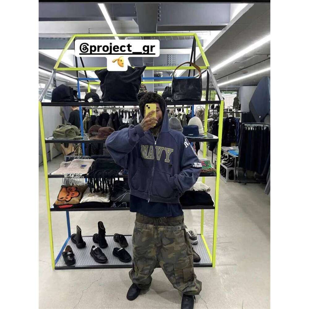 hoodie Stain Fake Two Pieces Project Hole Damage Zip Up Hoodies Men Women Vintage Distress Badge Print Sweatshirts Loose Jacket jacket