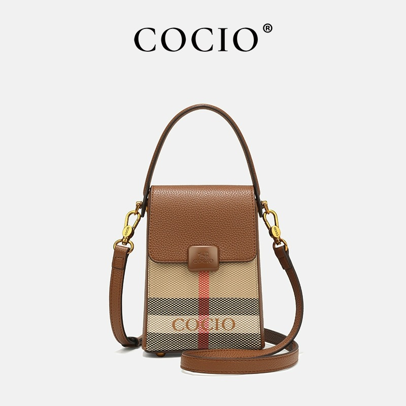 COCIO designer Brand Crossbody Bag New Checkered Phone Bag Simple and Versatile Handbag Simple and Elegant Comfortable Crossbody Bag