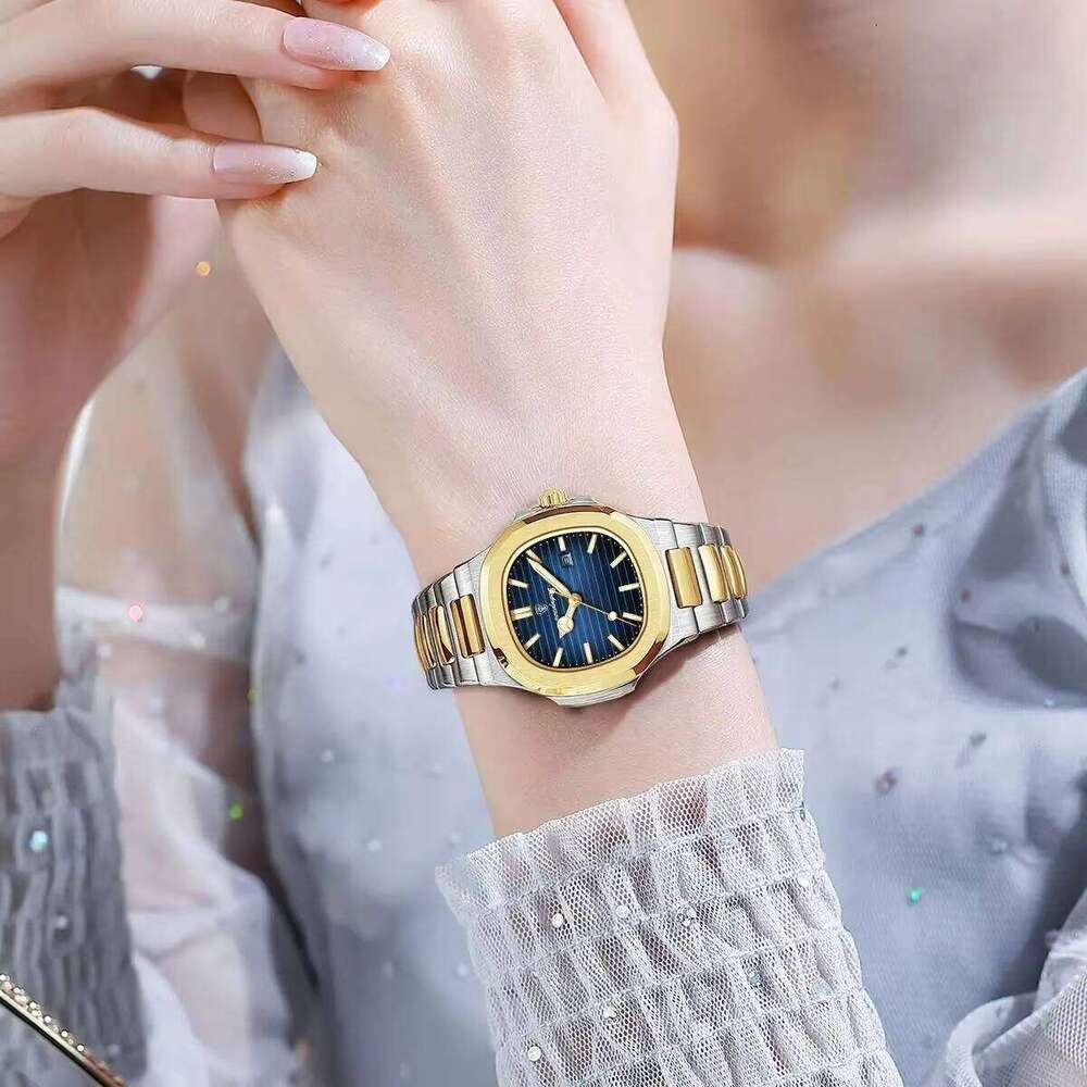 DHwatches Elegant Women's Quartz Watch - Ultra-Thin 8mm, Luminous Hands, Date & Week Display, 50M Waterproof, Stainless Steel Band