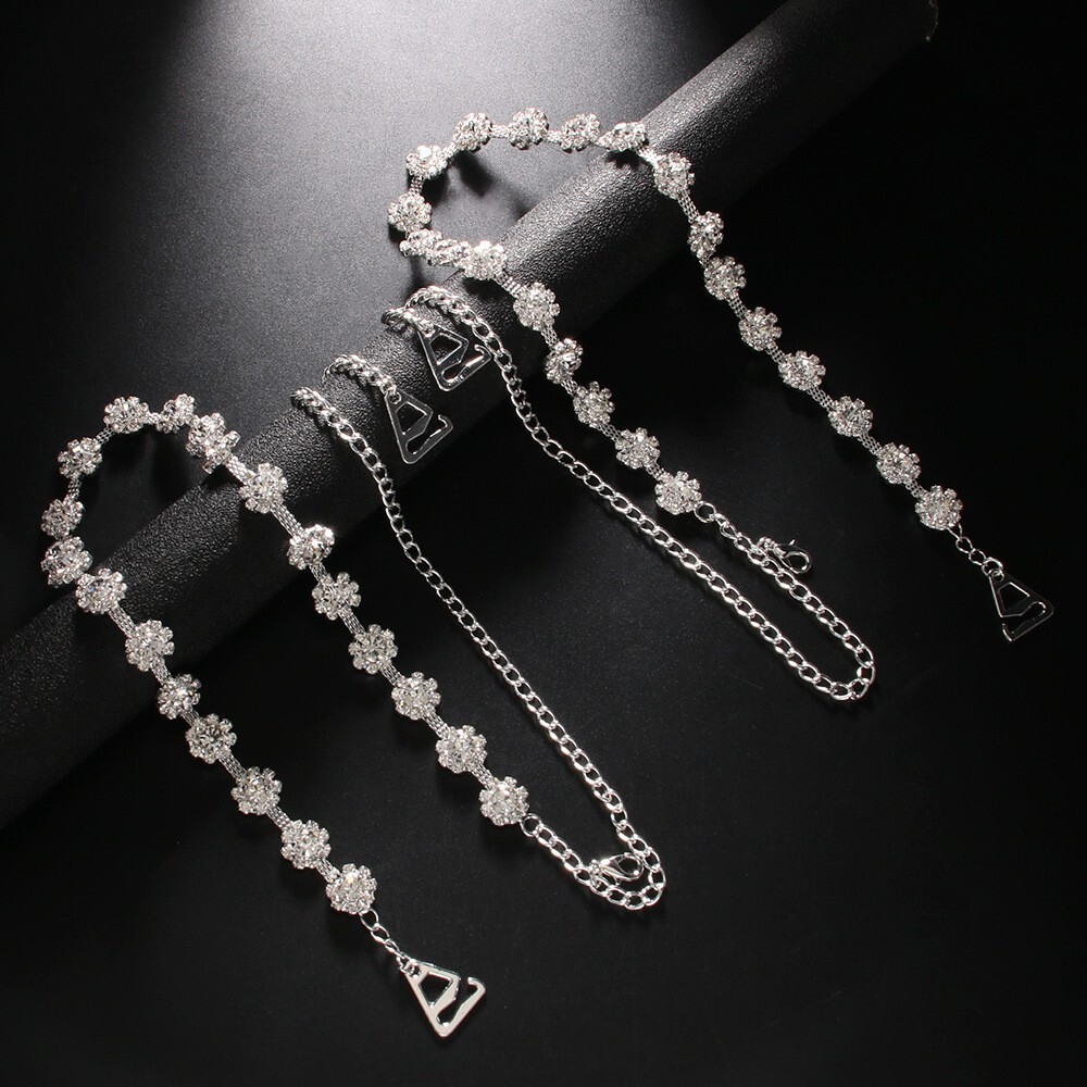 Trendy Flower Shoulder Chain Super Shiny VVS Moissanite Iced out Minimalist Elegant Party Dress Shoulder Strap Accessory for Women