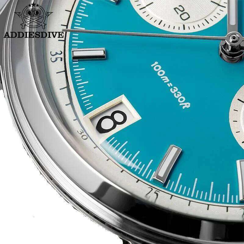 ADDIESDIVE Ad2095 Watch Of Men 60Min Chronograph Quartz Wristwatch Bubble Mirror Glass Luminous Waterproof Men's Watches 38Mm