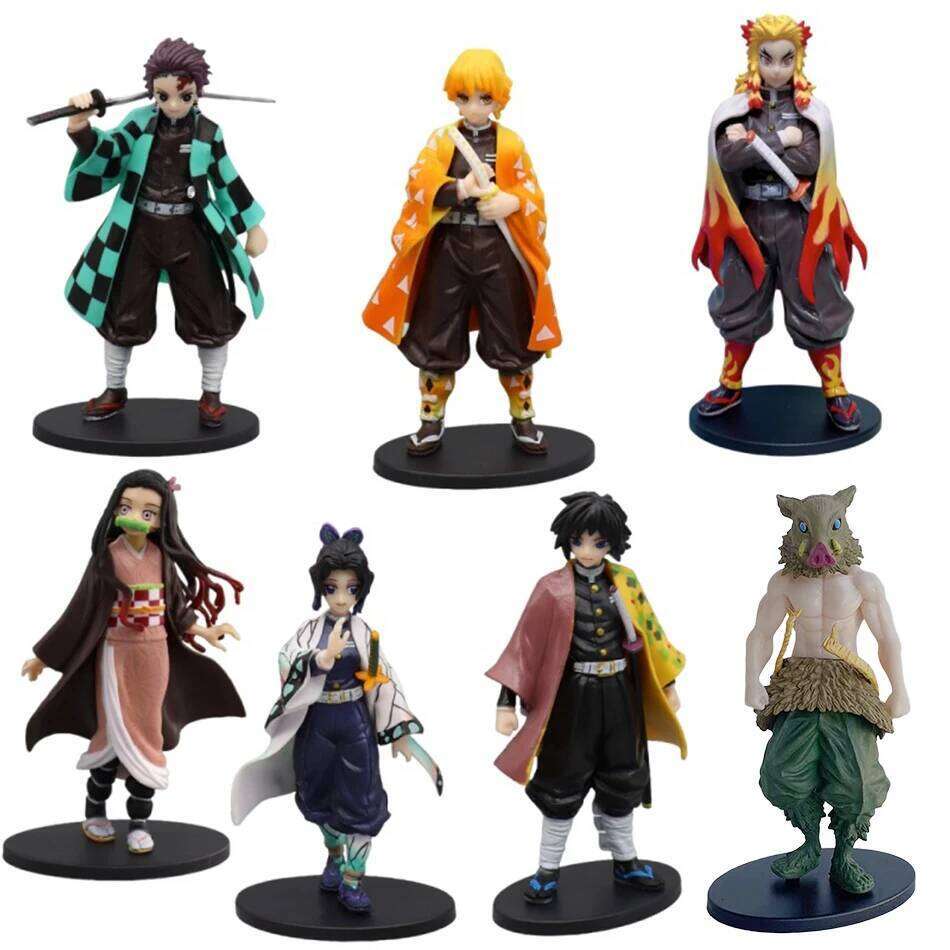 Anime Demon Slayer Kimetsu no Yaiba Kamado Tanjirou Action Figure Agatsuma Zenitsu Nezuko Warrior PVC Model Toys