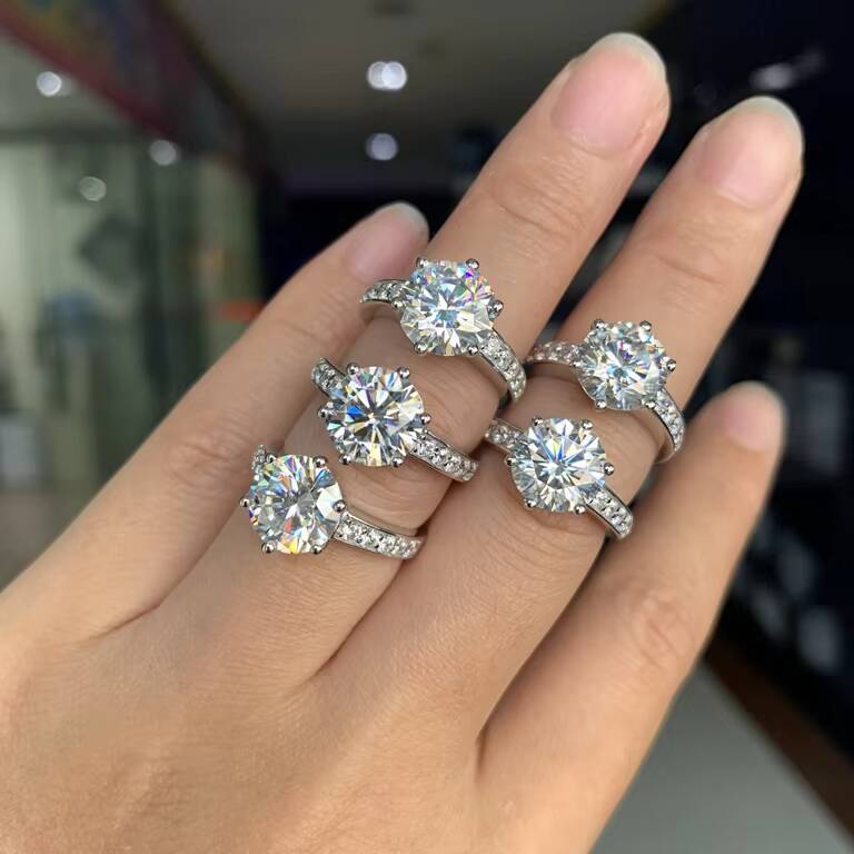 Fancy Rings S925 Sterling Silver Rings 18K Solid Gold Fashion Solitaire Style Moissanite Ring Engagement