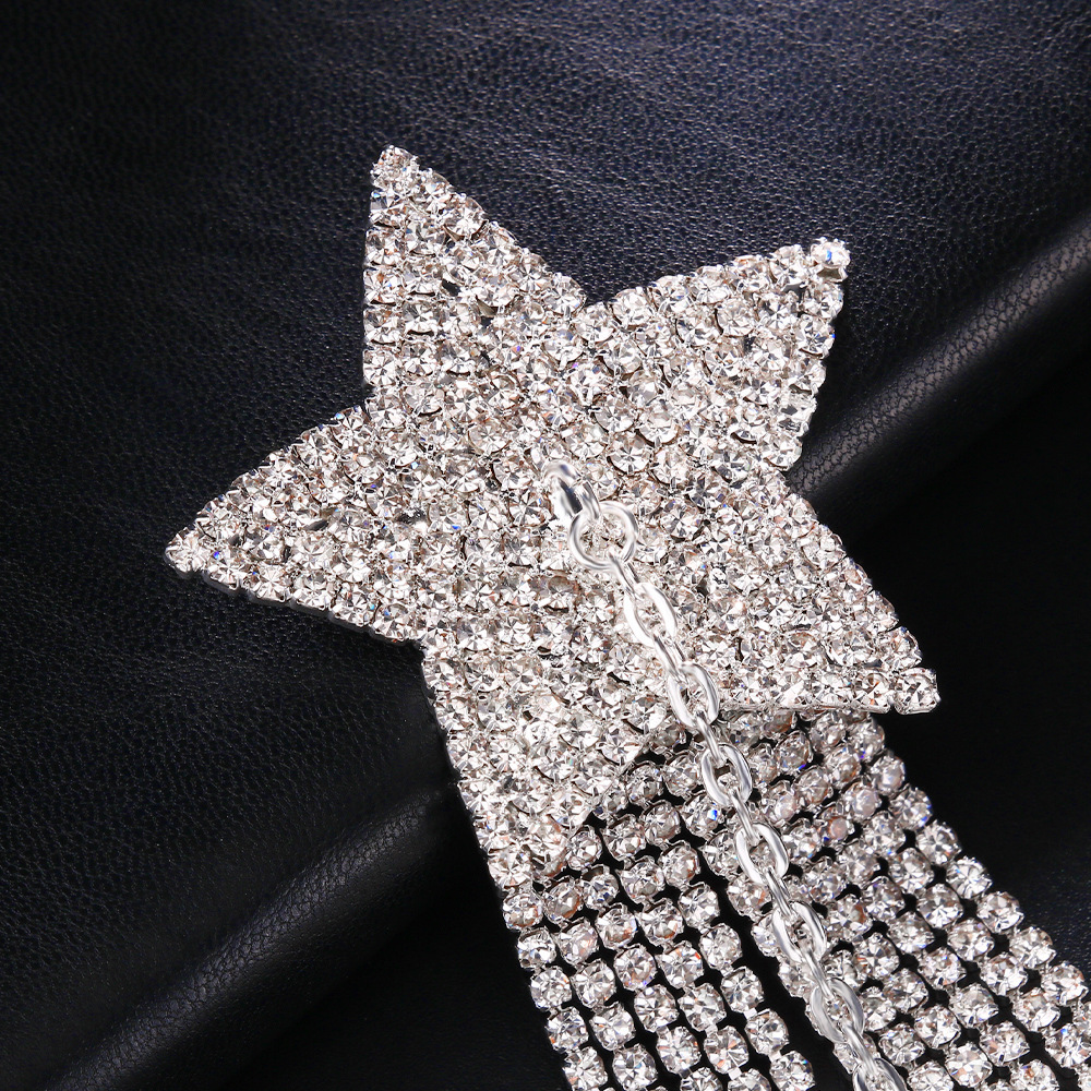 Hot Selling Iced out VVS Moissanite Bling Bling Star Shaped Chest Sticker Nipple Chain Sexy Shiny Nipple Chain Choker Tassel Body Chain for Women Phot