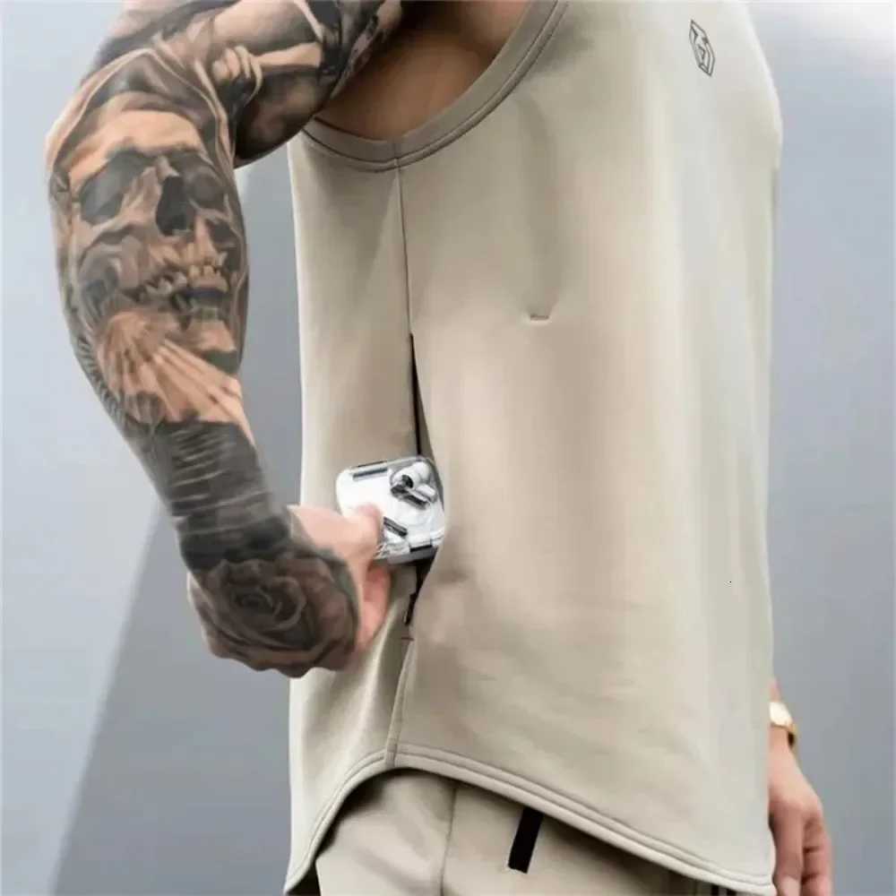 Mens Brand Gym Stringer Tank Top Men Bodybuilding Vest Cotton Sleeveless Shirt Fitness Vest Singlet Sportswear Workout Tanktop W250721