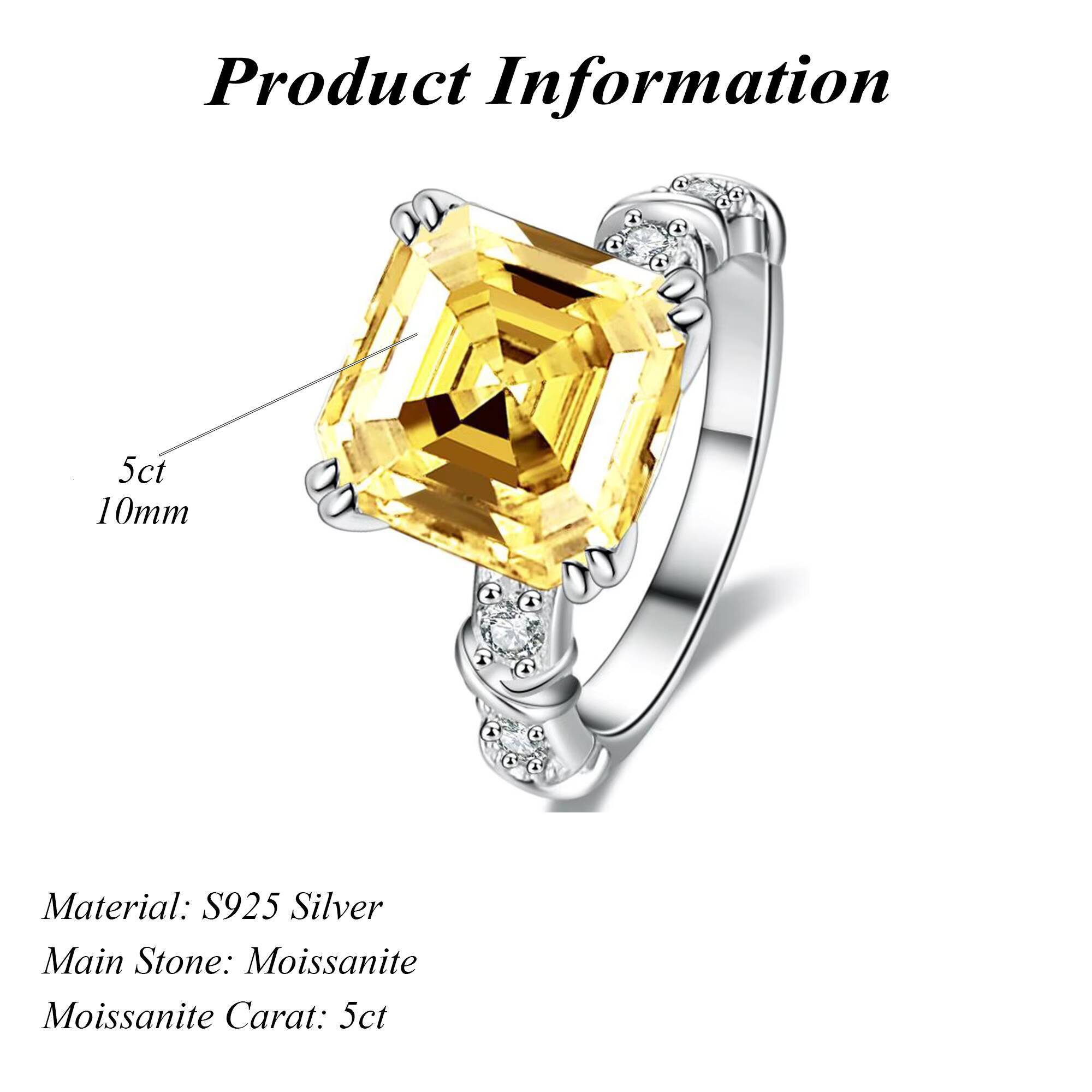 Womens 5ct Colorful Moissanite Engagement Wedding Ring 925 Sterling Silver Classic Style for Parties Wholesale Fine Jewelry