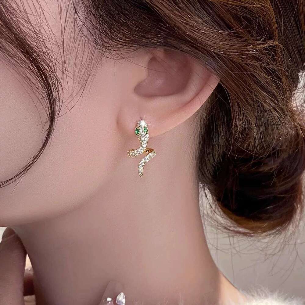 Tiqi S Pure Sier Personality Minimalist Snake-shaped Earrings for Women Elegant Light Inlaid with Zircon Zodiac Snake Ear Jewelry