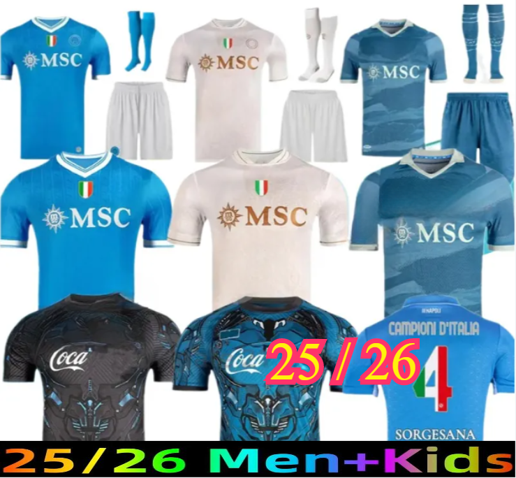 25 NAPOLI soccer jersey Limited Maglia Naples 2025 2026 ZIELINSKI KVARATSKHELIA KIDS CAMPIONI D'ITALIA Halloween Match FOOTBALL SHIRT OSIMHEN SSC Napoli Maillot