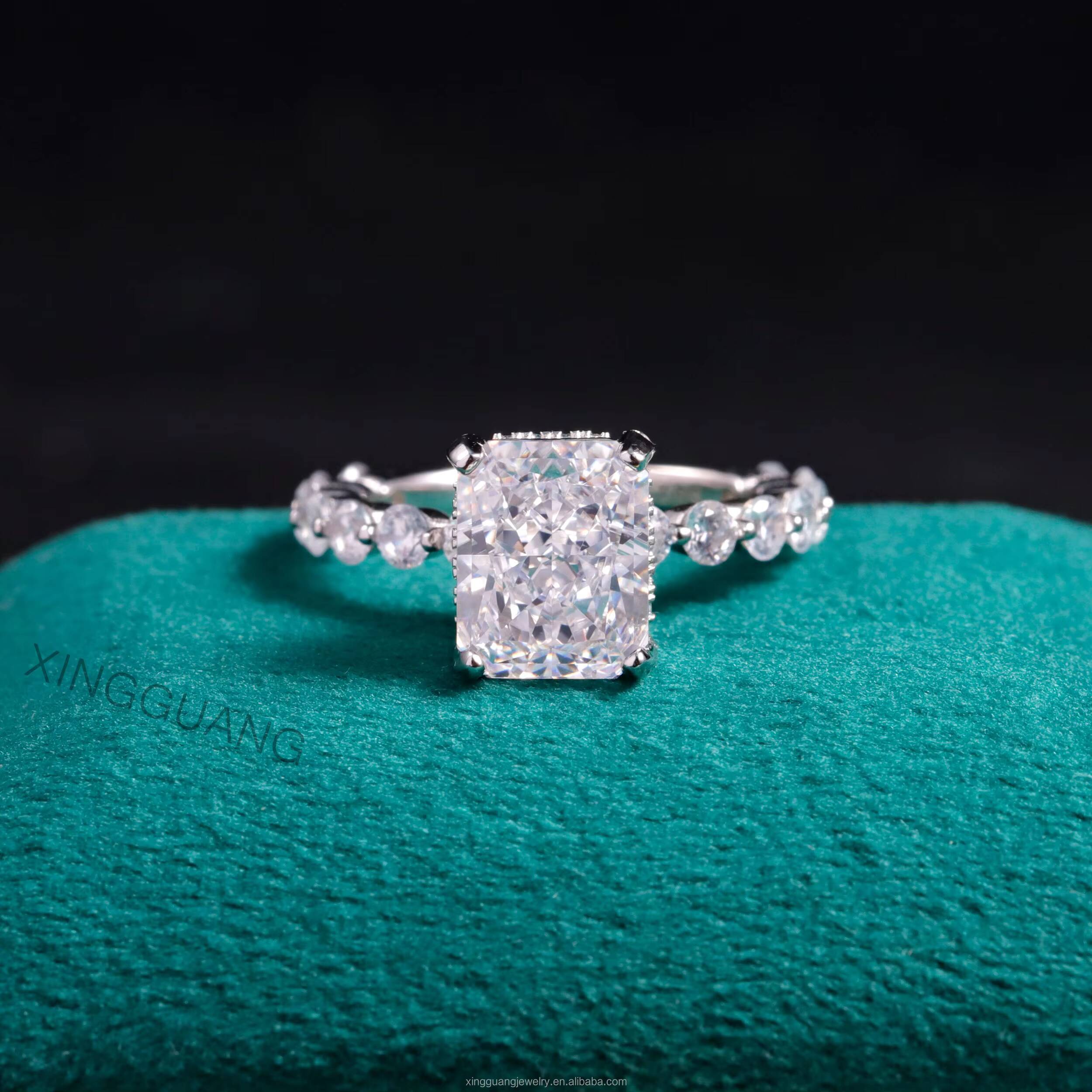 XG 4CT Radiant Diamond Rings for Women VVS Moissanite Lab Grown Diamond Rings Custom Rings Silver 10 14 18 k Gold Fine Jewelry