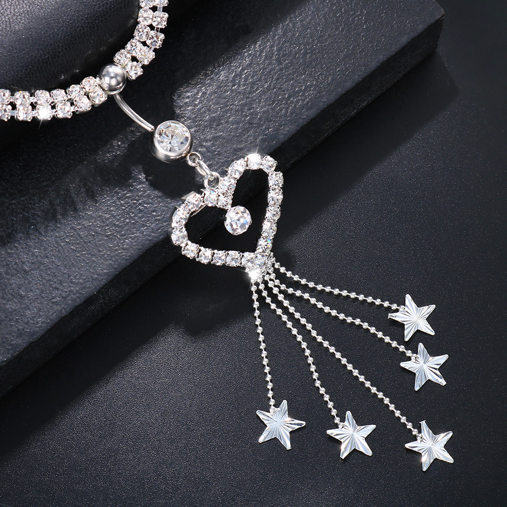 Heart Tassel Navel Piercing Waist Chain Hot Selling Sexy Simple Iced out VVS Moissanite Bling Bling Body Chain