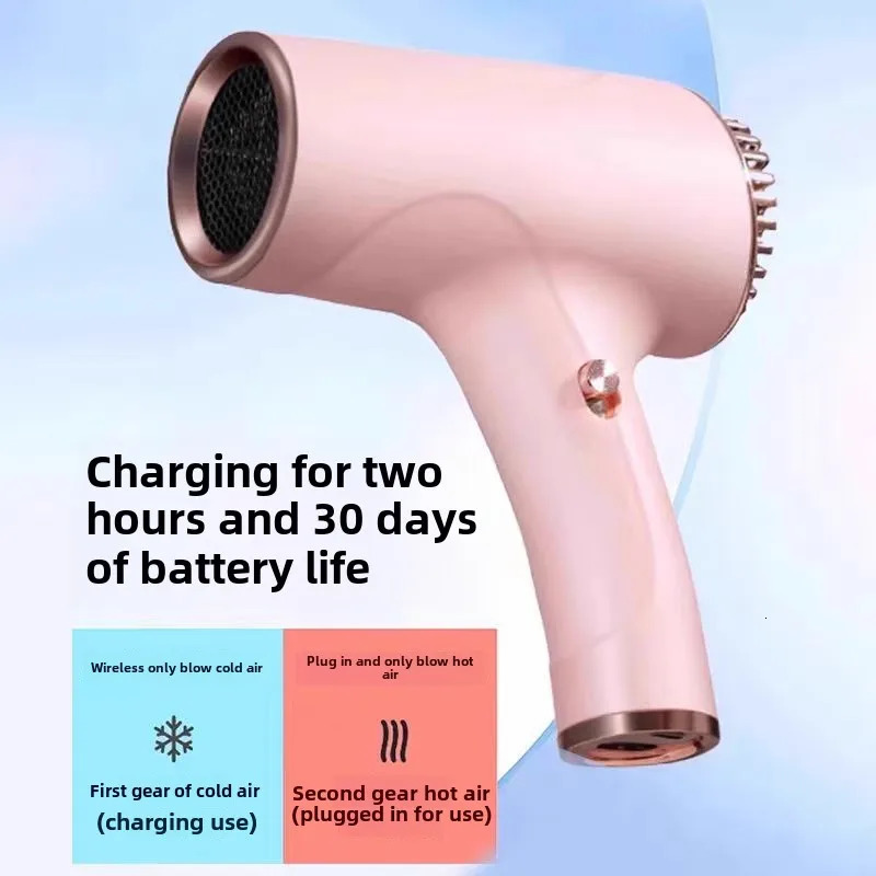 Wireless Portable Hair Dryer Professional Blow Dryer With Overheat Protection Mini Hair Dryer High power negative ion hair dryer 250717