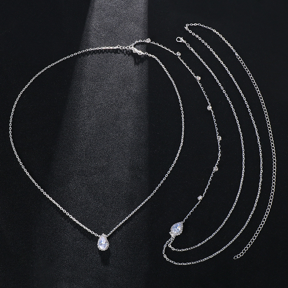 Hot Sale VVS Moissanite Back Chain Bride Wedding Water Drop Necklace Body Accessory Back Chain