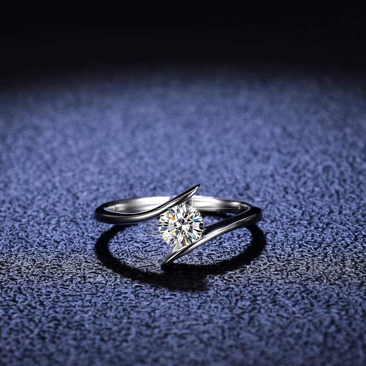 Womens 925 Sterling Silver Eternity Ring MoissaniteAdjustable Wedding Engagement Moissanite Ring