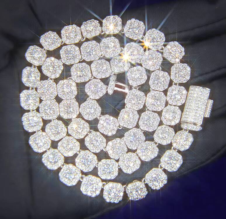 RTS Hot Sale Large Size VVS Moissanite Diamond Hip Hop Jewelry Cuban Link Chain Necklace for Men