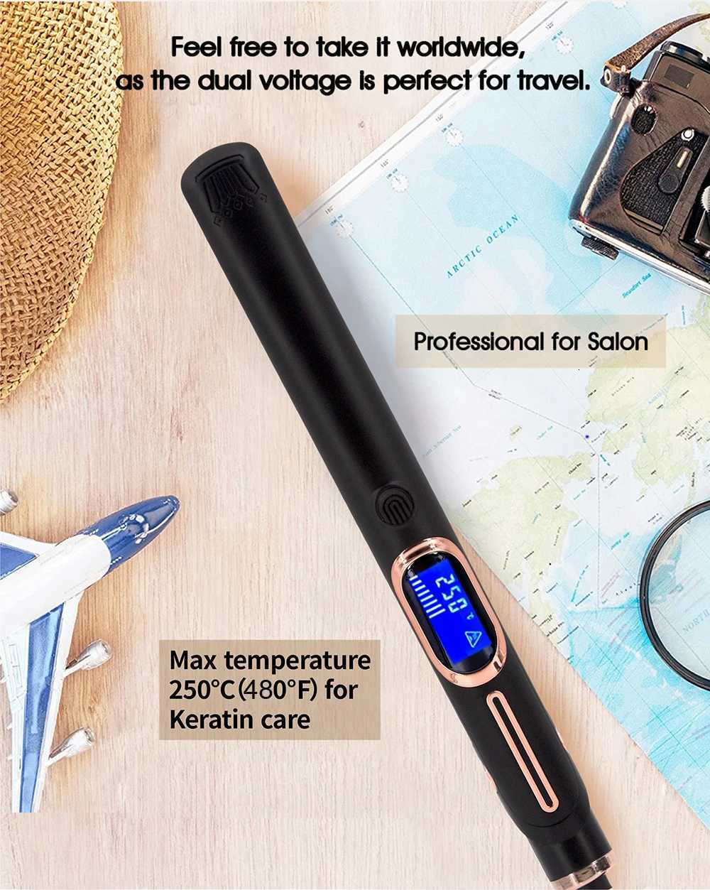 Professional Hair Straightener 1 Inch High Temperature 480 Keratin Treatment Flat Iron Hair Curler Dual Voltage Hair Styler XJ250721