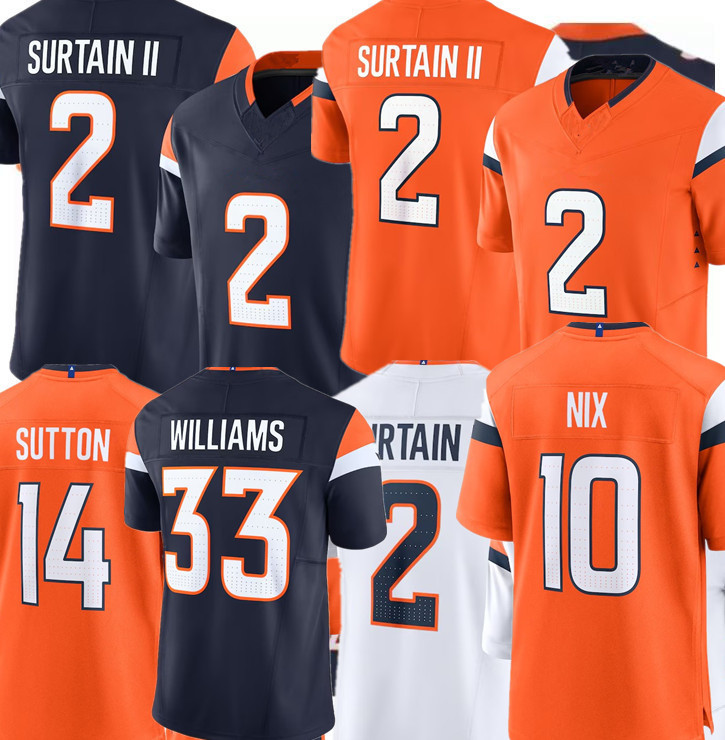 Bo Nix Patrick Surtain II RJ Harvey Nik Bonitto J.K. Dobbins Marvin Mims Jr. Courtland Sutton Quinn Meinerz Talanoa Hufanga Riley Moss Jahdae Barron Football Jersey