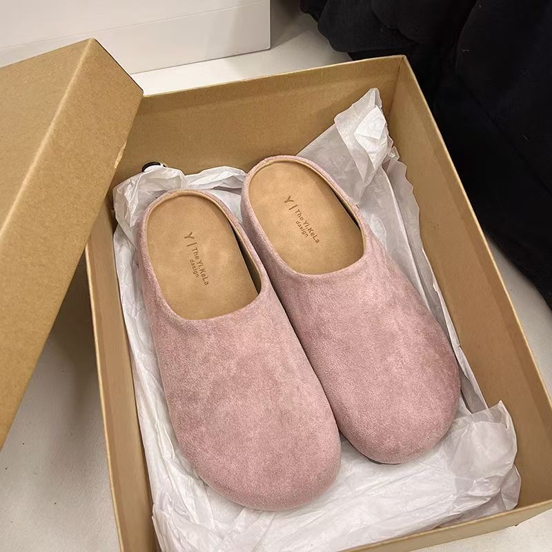 Thick-soled flip-top half-slipper women's outerwear 2025 autumn/Winter new style paired with skirt retro single shoe trend