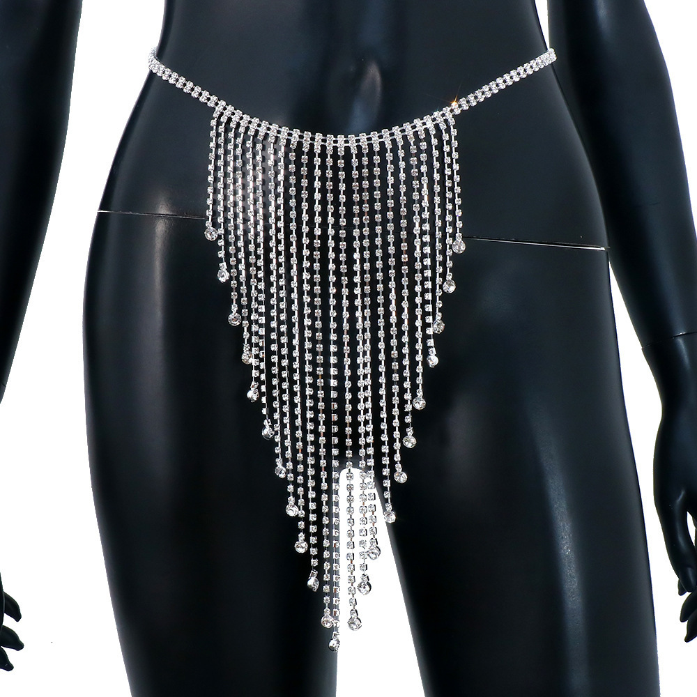 Fashion Accessories Simple Iced out VVS Moissanite Bling Bling Tassel Waist Chain Nightclub Sexy Waist Ornament Body Chain