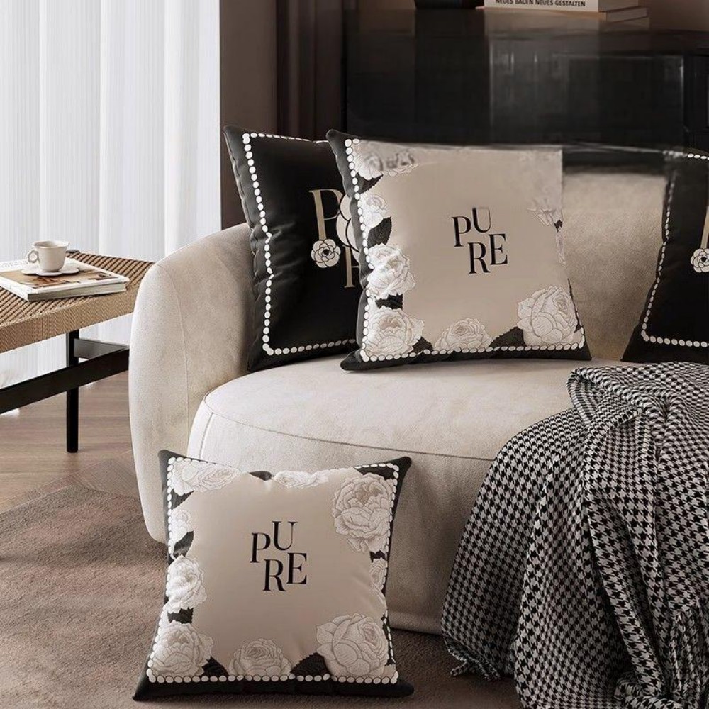 French Small Fragrant Wind Pillow Cover Light Luxury Senior Sense Living Room Sofa Decoration Removable Pillow Cover